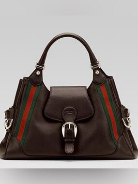 GUCCI Heritage Web Black Leather Shoulder Bag